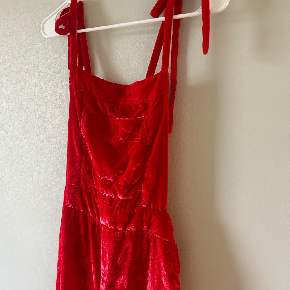Free People Red Velvet Jumpsuit, size small - Picture 3 of 14